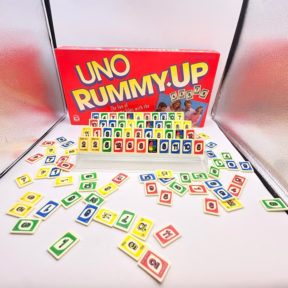 Vintage 1993 Uno Rummy-Up Game Mattel 09002 Retro Tile Rummy Strategy Board Game